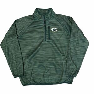 NFL Green Bay Packers Quarter Zip Pullover Mens Large Green Fleece Lined